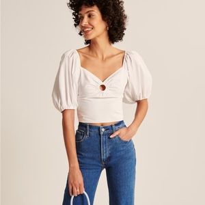 Abercrombie Puff Sleeve Poplin O-Ring Top